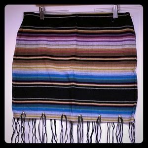 Boot Rugs serape mini skirt with tassel fringe.